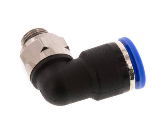 10mm x G1/8'' 90deg Elbow Push-in Fitting with Male Threads Brass/PA 66 NBR Short Sleeve Rotatable [2 Pieces]