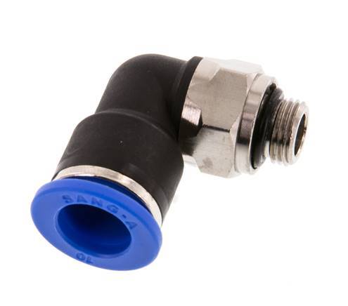 10mm x G1/8'' 90deg Elbow Push-in Fitting with Male Threads Brass/PA 66 NBR Short Sleeve Rotatable [2 Pieces]