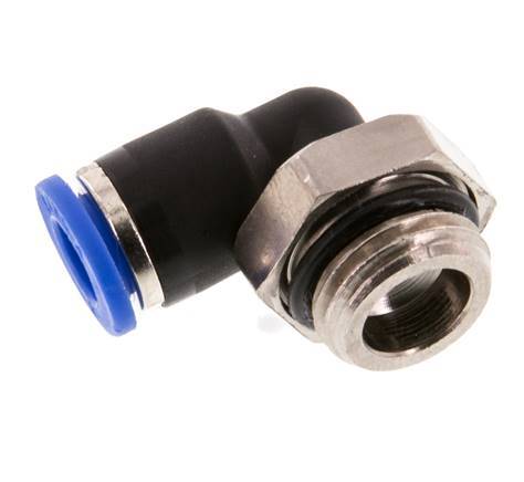 6mm x G1/4'' 90deg Elbow Push-in Fitting with Male Threads Brass/PA 66 NBR Short Sleeve Rotatable [2 Pieces]