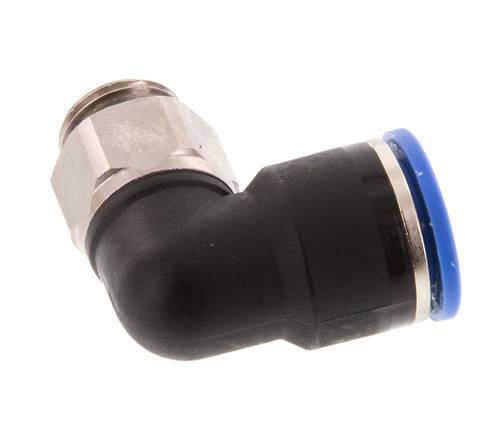 14mm x G3/8'' 90deg Elbow Push-in Fitting with Male Threads Brass/PA 66 NBR Short Sleeve Rotatable