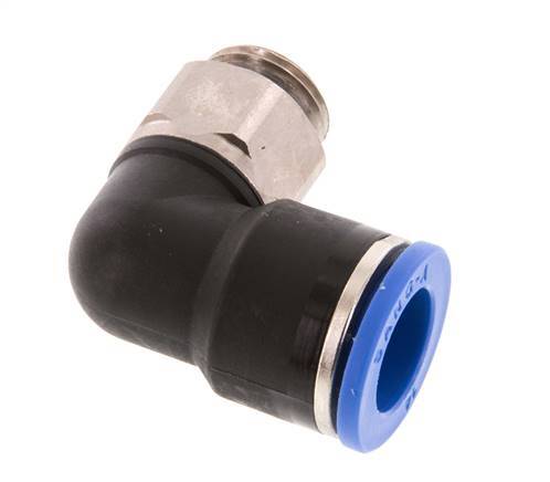 14mm x G3/8'' 90deg Elbow Push-in Fitting with Male Threads Brass/PA 66 NBR Short Sleeve Rotatable