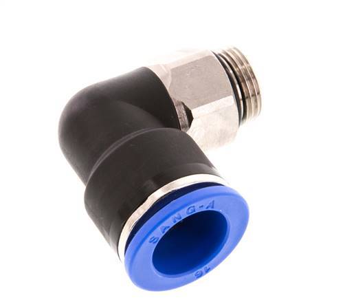 16mm x G3/8'' 90deg Elbow Push-in Fitting with Male Threads Brass/PA 66 NBR Short Sleeve Rotatable