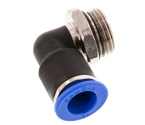 12mm x G1/2'' 90deg Elbow Push-in Fitting with Male Threads Brass/PA 66 NBR Short Sleeve Rotatable [2 Pieces]