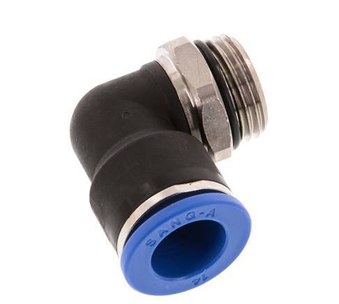 14mm x G1/2'' 90deg Elbow Push-in Fitting with Male Threads Brass/PA 66 NBR Short Sleeve Rotatable