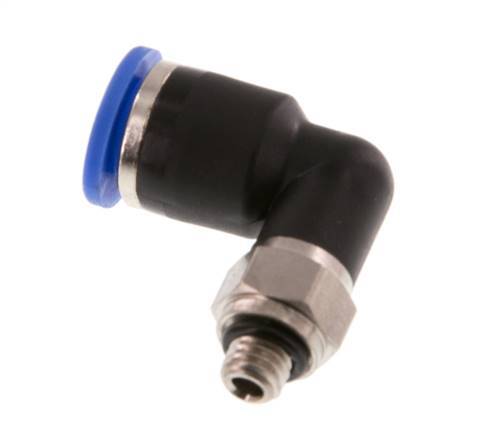 6mm x M 5 90deg Elbow Push-in Fitting with Male Threads Brass/PA 66 NBR Rotatable [2 Pieces]