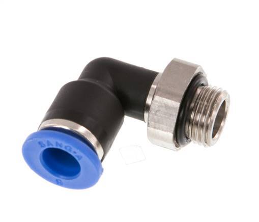 6mm x G1/8'' 90deg Elbow Push-in Fitting with Male Threads Brass/PA 66 NBR Rotatable [2 Pieces]