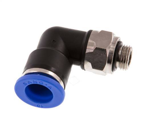 10mm x G1/8'' 90deg Elbow Push-in Fitting with Male Threads Brass/PA 66 NBR Rotatable [2 Pieces]