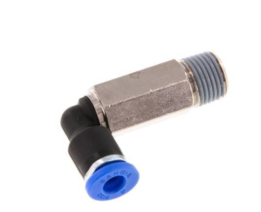 4mm x R1/8'' 90deg Elbow Push-in Fitting with Male Threads Brass/PA 66 NBR Long Sleeve Rotatable [2 Pieces]
