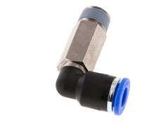 6mm x R1/8'' 90deg Elbow Push-in Fitting with Male Threads Brass/PA 66 NBR Long Sleeve Rotatable [2 Pieces]