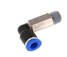 6mm x R1/8'' 90deg Elbow Push-in Fitting with Male Threads Brass/PA 66 NBR Long Sleeve Rotatable [2 Pieces]