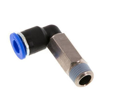 6mm x R1/8'' 90deg Elbow Push-in Fitting with Male Threads Brass/PA 66 NBR Long Sleeve Rotatable [2 Pieces]