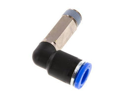 8mm x R1/8'' 90deg Elbow Push-in Fitting with Male Threads Brass/PA 66 NBR Long Sleeve Rotatable [2 Pieces]