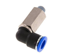 10mm x R1/8'' 90deg Elbow Push-in Fitting with Male Threads Brass/PA 66 NBR Long Sleeve Rotatable [2 Pieces]