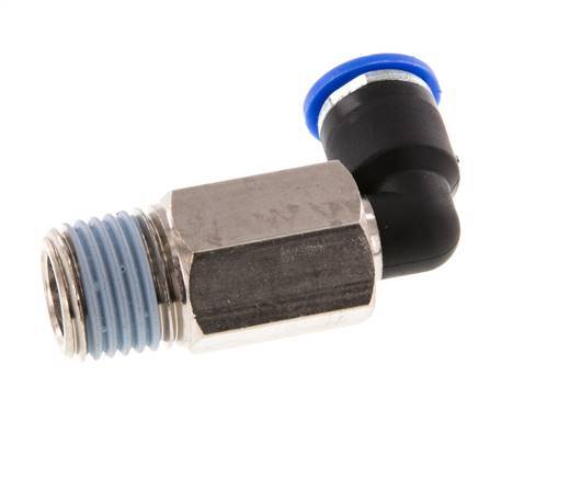 6mm x R1/4'' 90deg Elbow Push-in Fitting with Male Threads Brass/PA 66 NBR Long Sleeve Rotatable [2 Pieces]