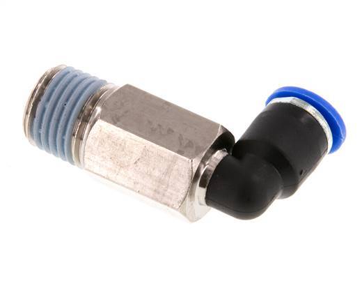 6mm x R1/4'' 90deg Elbow Push-in Fitting with Male Threads Brass/PA 66 NBR Long Sleeve Rotatable [2 Pieces]