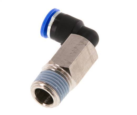 6mm x R1/4'' 90deg Elbow Push-in Fitting with Male Threads Brass/PA 66 NBR Long Sleeve Rotatable [2 Pieces]