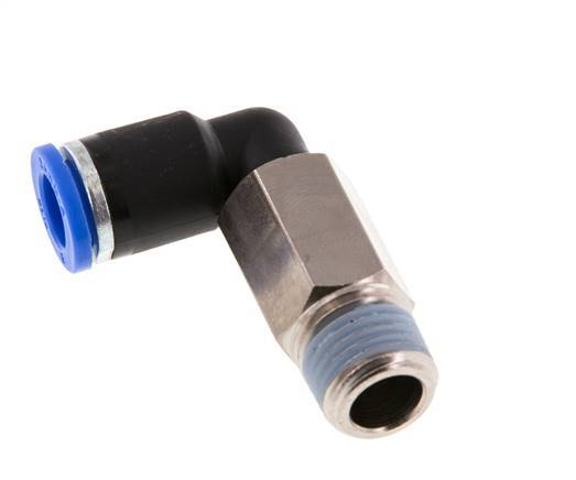 8mm x R1/4'' 90deg Elbow Push-in Fitting with Male Threads Brass/PA 66 NBR Long Sleeve Rotatable [2 Pieces]