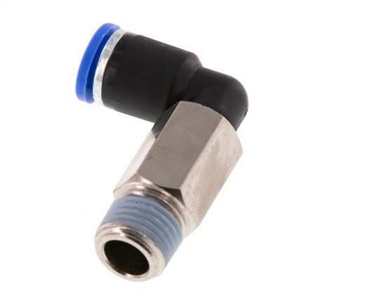 8mm x R1/4'' 90deg Elbow Push-in Fitting with Male Threads Brass/PA 66 NBR Long Sleeve Rotatable [2 Pieces]