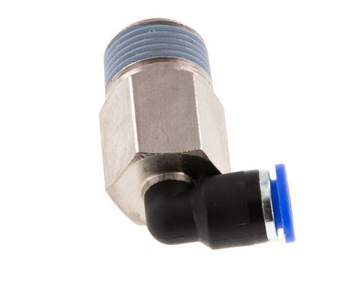 6mm x R3/8'' 90deg Elbow Push-in Fitting with Male Threads Brass/PA 66 NBR Long Sleeve Rotatable [2 Pieces]
