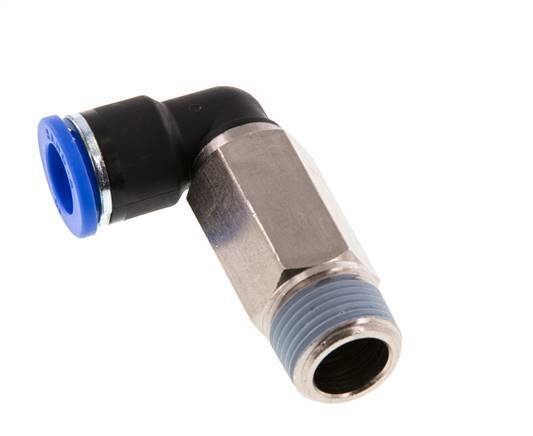 10mm x R3/8'' 90deg Elbow Push-in Fitting with Male Threads Brass/PA 66 NBR Long Sleeve Rotatable [2 Pieces]