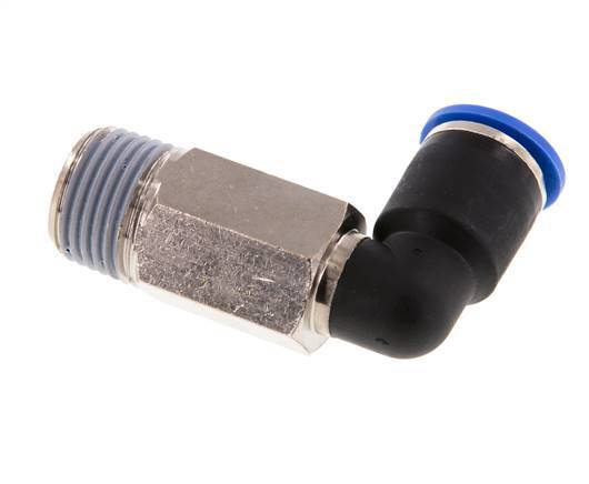 12mm x R1/2'' 90deg Elbow Push-in Fitting with Male Threads Brass/PA 66 NBR Long Sleeve Rotatable