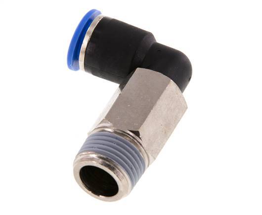 12mm x R1/2'' 90deg Elbow Push-in Fitting with Male Threads Brass/PA 66 NBR Long Sleeve Rotatable