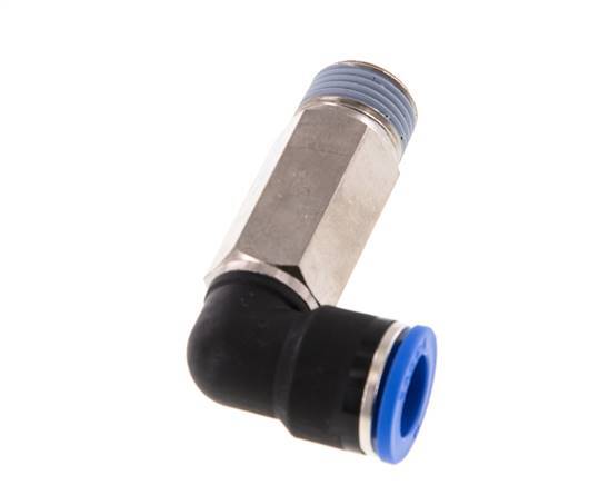 14mm x R1/2'' 90deg Elbow Push-in Fitting with Male Threads Brass/PA 66 NBR Long Sleeve Rotatable