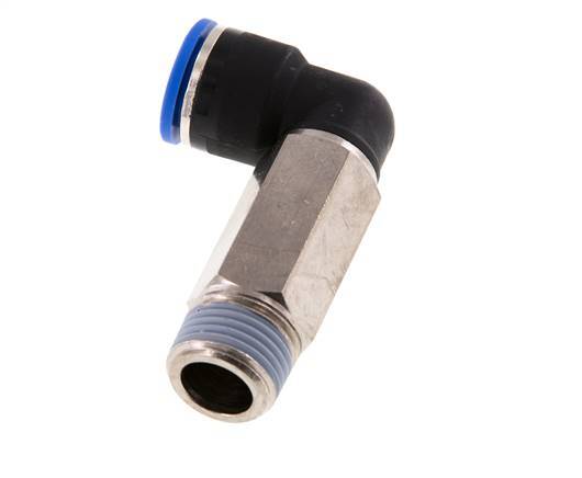 14mm x R1/2'' 90deg Elbow Push-in Fitting with Male Threads Brass/PA 66 NBR Long Sleeve Rotatable