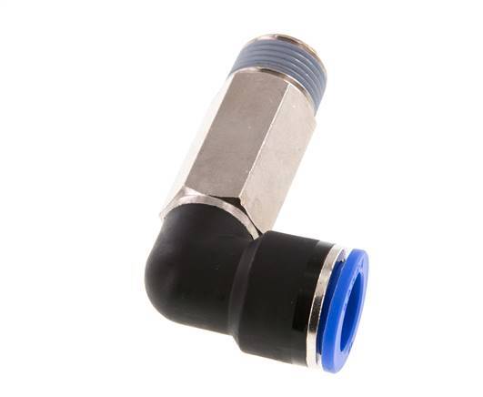 16mm x R1/2'' 90deg Elbow Push-in Fitting with Male Threads Brass/PA 66 NBR Long Sleeve Rotatable