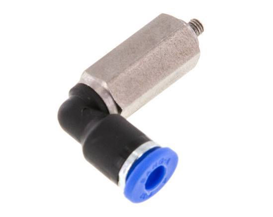 4mm x M 3 90deg Elbow Push-in Fitting with Male Threads Brass/PA 66 NBR Long Sleeve Rotatable [2 Pieces]