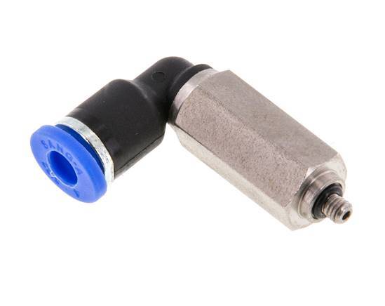 4mm x M 3 90deg Elbow Push-in Fitting with Male Threads Brass/PA 66 NBR Long Sleeve Rotatable [2 Pieces]