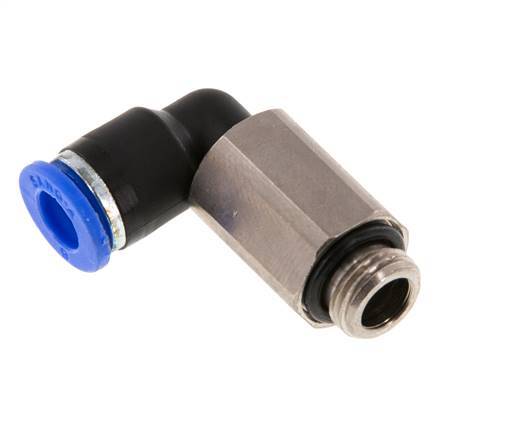 6mm x G1/8'' 90deg Elbow Push-in Fitting with Male Threads Brass/PA 66 NBR Long Sleeve Rotatable [2 Pieces]
