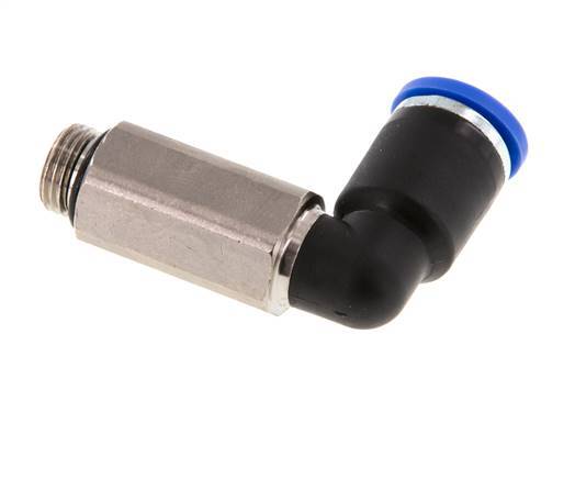 8mm x G1/8'' 90deg Elbow Push-in Fitting with Male Threads Brass/PA 66 NBR Long Sleeve Rotatable [2 Pieces]