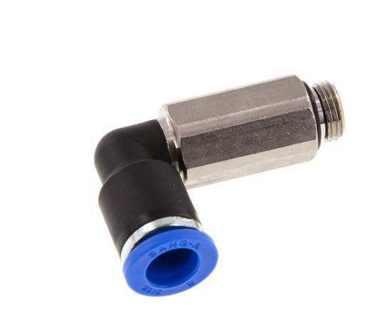 8mm x G1/8'' 90deg Elbow Push-in Fitting with Male Threads Brass/PA 66 NBR Long Sleeve Rotatable [2 Pieces]