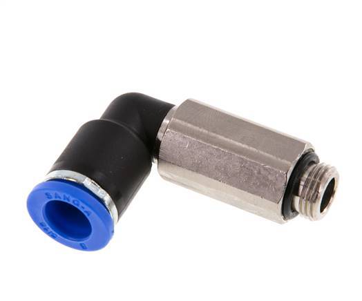 8mm x G1/8'' 90deg Elbow Push-in Fitting with Male Threads Brass/PA 66 NBR Long Sleeve Rotatable [2 Pieces]