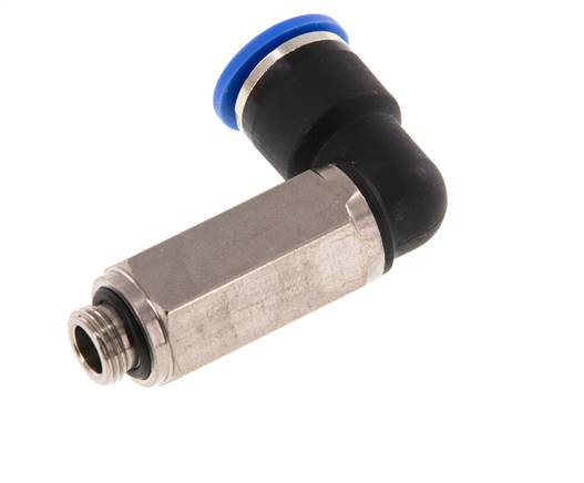10mm x G1/8'' 90deg Elbow Push-in Fitting with Male Threads Brass/PA 66 NBR Long Sleeve Rotatable [2 Pieces]