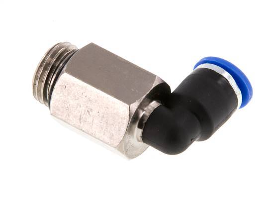 6mm x G1/4'' 90deg Elbow Push-in Fitting with Male Threads Brass/PA 66 NBR Long Sleeve Rotatable [2 Pieces]
