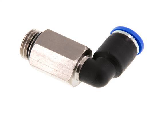 8mm x G1/4'' 90deg Elbow Push-in Fitting with Male Threads Brass/PA 66 NBR Long Sleeve Rotatable [2 Pieces]
