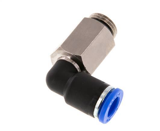 8mm x G1/4'' 90deg Elbow Push-in Fitting with Male Threads Brass/PA 66 NBR Long Sleeve Rotatable [2 Pieces]