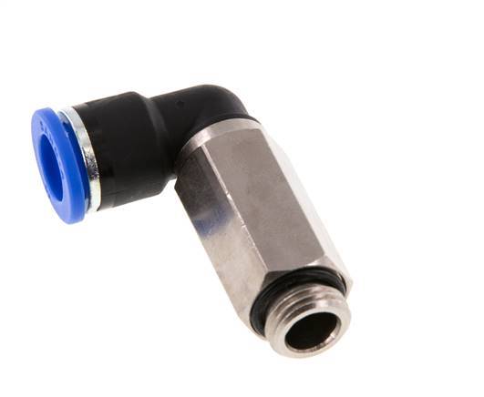10mm x G1/4'' 90deg Elbow Push-in Fitting with Male Threads Brass/PA 66 NBR Long Sleeve Rotatable [2 Pieces]