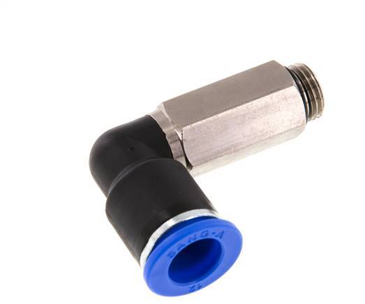12mm x G1/4'' 90deg Elbow Push-in Fitting with Male Threads Brass/PA 66 NBR Long Sleeve Rotatable