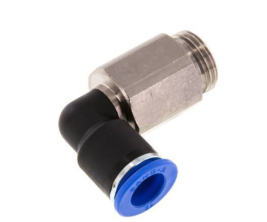 12mm x G1/2'' 90deg Elbow Push-in Fitting with Male Threads Brass/PA 66 NBR Long Sleeve Rotatable