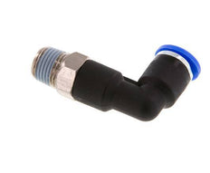 6mm x R1/8'' 90deg Elbow Push-in Fitting with Male Threads Brass/PA 66 NBR Long Body Rotatable [5 Pieces]