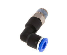 6mm x R1/8'' 90deg Elbow Push-in Fitting with Male Threads Brass/PA 66 NBR Long Body Rotatable [5 Pieces]