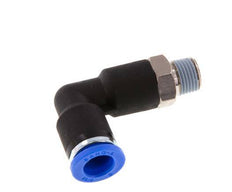 8mm x R1/8'' 90deg Elbow Push-in Fitting with Male Threads Brass/PA 66 NBR Long Body Rotatable [2 Pieces]