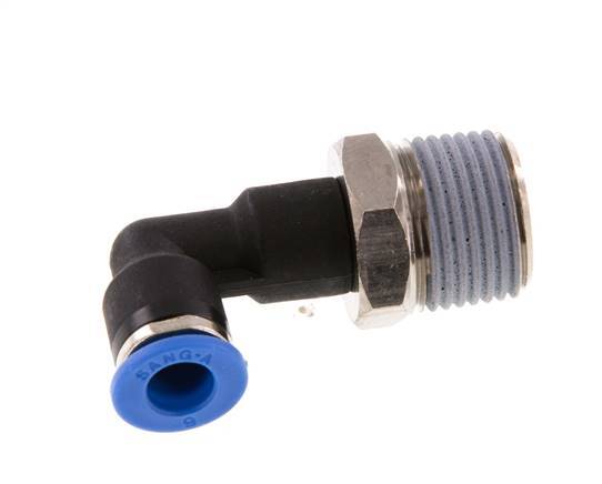 6mm x R3/8'' 90deg Elbow Push-in Fitting with Male Threads Brass/PA 66 NBR Long Body Rotatable [2 Pieces]