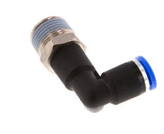 8mm x R3/8'' 90deg Elbow Push-in Fitting with Male Threads Brass/PA 66 NBR Long Body Rotatable [2 Pieces]