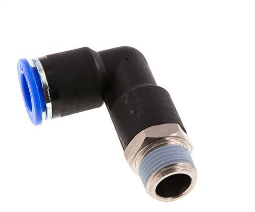 12mm x R3/8'' 90deg Elbow Push-in Fitting with Male Threads Brass/PA 66 NBR Long Body Rotatable [2 Pieces]