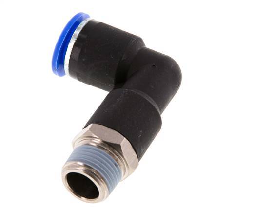 12mm x R3/8'' 90deg Elbow Push-in Fitting with Male Threads Brass/PA 66 NBR Long Body Rotatable [2 Pieces]