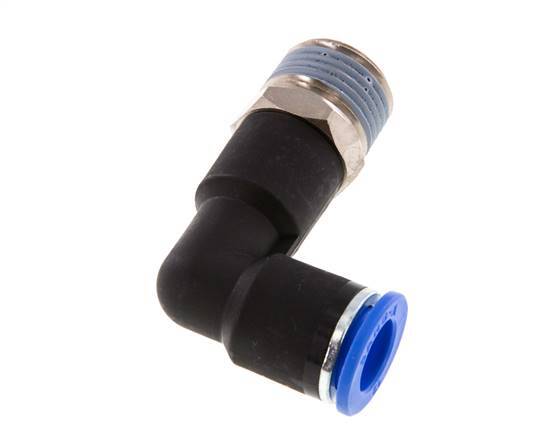 12mm x R1/2'' 90deg Elbow Push-in Fitting with Male Threads Brass/PA 66 NBR Long Body Rotatable [2 Pieces]